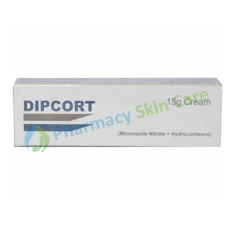 Dipcort Cream 15gram Pharma Health Corticosteroids Anti-Fungal Miconazole Nitrate 2%, Hydro Cortisone 1%