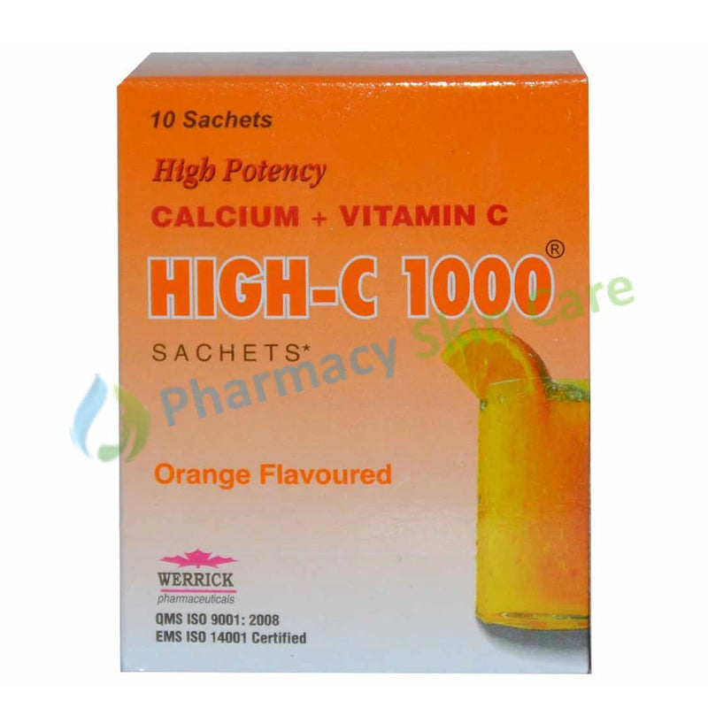 High-C 1000 Orange Flavor Sachets Werrick Pharmaceuticals Vitamin-C + Calcium