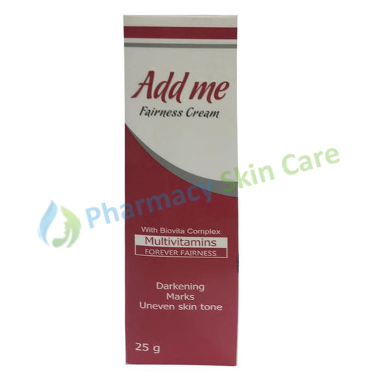 Add-Me-Cream-25g-CAPEX-Octyl methosy cinamate(USP) 0.150gm-Avobenzone-Vitamin B3-Vitamin B6-Alpha Arbutin-Sodium Ascorbyl Phoshate-Vitamin E Acetate.