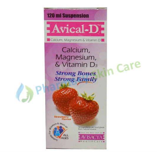 Avical-D Syrup 120ml Avisacta Health Care Calcium Supplement Calcium 400mg, Magnesium 100mg, Vitamin D3 400IU