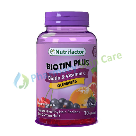 biotin plus vitamin c gummie nutrifactor food suplement glowing skin lustrous hair shiny nails immunity