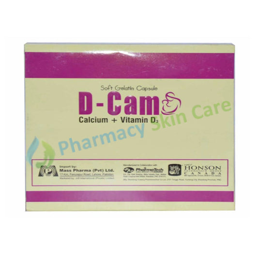 D-Cam Soft Gelatin Capsule Mass Pharma Calcium Supplement Calcium 600mg , Vitamin D3 200IU
