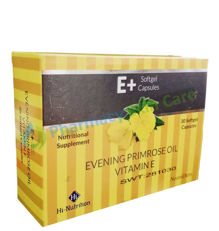 E + Evening Primrose Oil Vitamin E Capsule Medicine