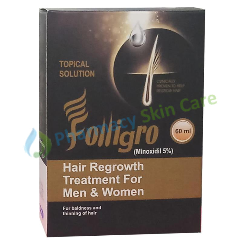 Folligro Topical Solution 60ml Crystolite Pharma Hair Loss Minoxidil 5