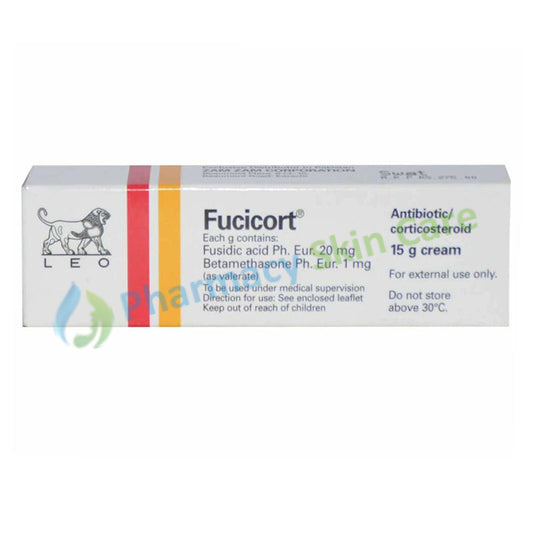 Fucicort Cream 15Gram leo Pharmaceuticals Products\ Denmark Anti-bacterial + Corticosteroid Fusidic Acid 20mg, Betamethasone 1mg