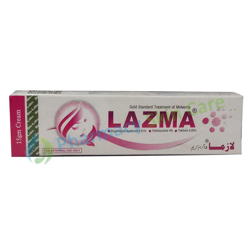 Lazma Cream 15G Bio Labs Fluocinoloneacetonide 0.01 Hydroquine 4 Tretinoin 0.05