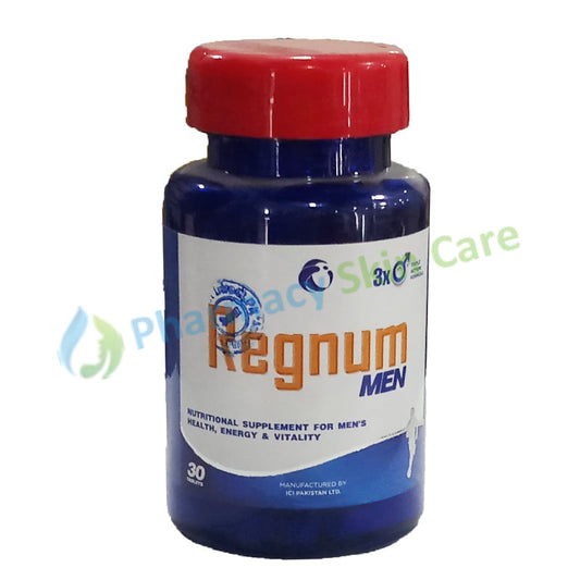 Regnum Men Tablet ICI Pakistan Nutritional Supplement L-arginine, Ginseng, Gingko Biloba, Tribulus Terrestris, Zinc, Selenium, B-Complex Vitamins, Vitamin A, Vitamin C, Vitamin D
