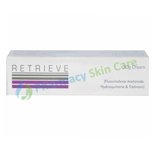 Retrieve 30g cream pharma health pakistan pvt Ltd skincarepreparation fluocinoloneacetonide 0.01 hydroquinone 4 tretinoin 0.05