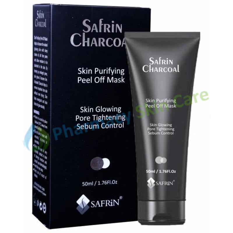 Safrin Charcoal Mask Skin Purifying Peel Off Black Mask Glowing Skin Tensing Up Enlarged Pores 50ml