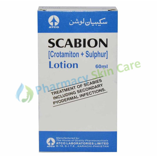 Scabion Lotion 60ml Atco Laboratories Pvt_ Ltd Scabicide Each  100gm Of Lotion Contains Crotamiton 10gm_ Sulphur 2gm