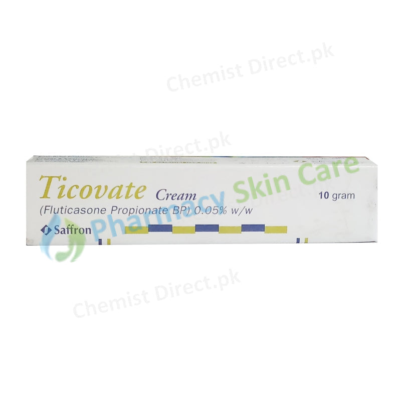 Ticovate Cream 10g Fluticasone Propionate BP 0.05% Corticosteroids Saffron Pharmaceutical